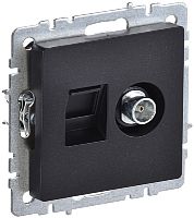 Розетка RJ45+TV Оконечная без рамки IEK Brite РТВ/РК12-БрЧ 2-м. черный картинка